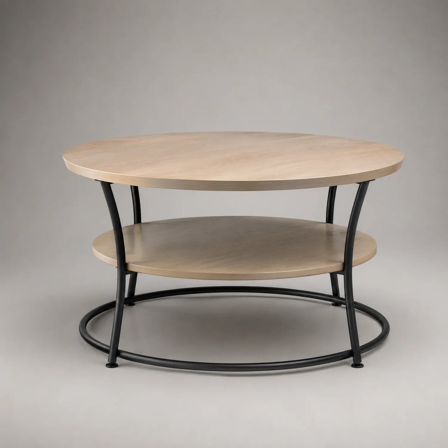Holz-Metall Couchtisch, Durchmesser 80 cm