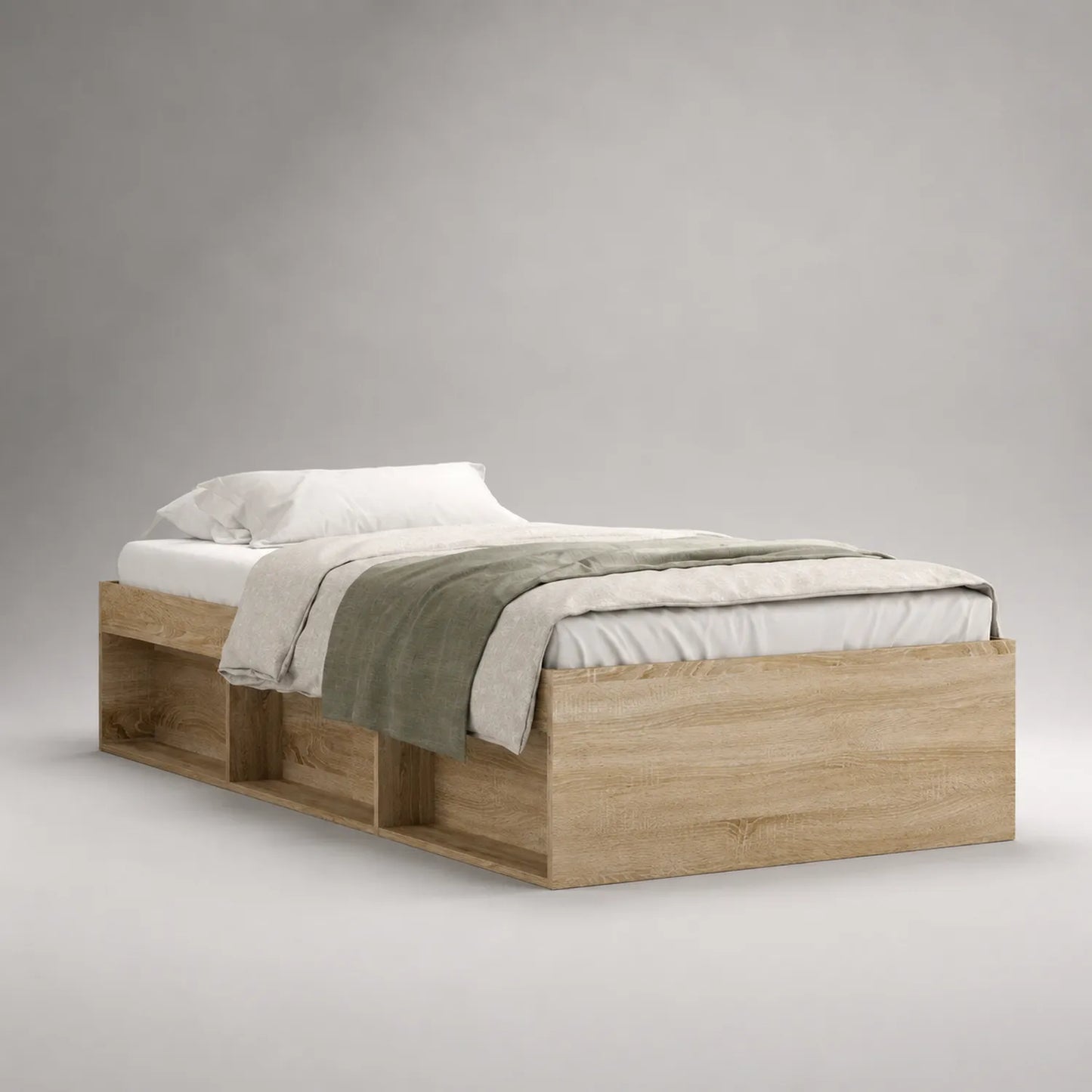 Einzelbett aus Holz mit Stauraum 200x90 cm