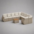 Outdoor Rattan Sofa Set 9-teilig Beige mit Kissen und Tisch