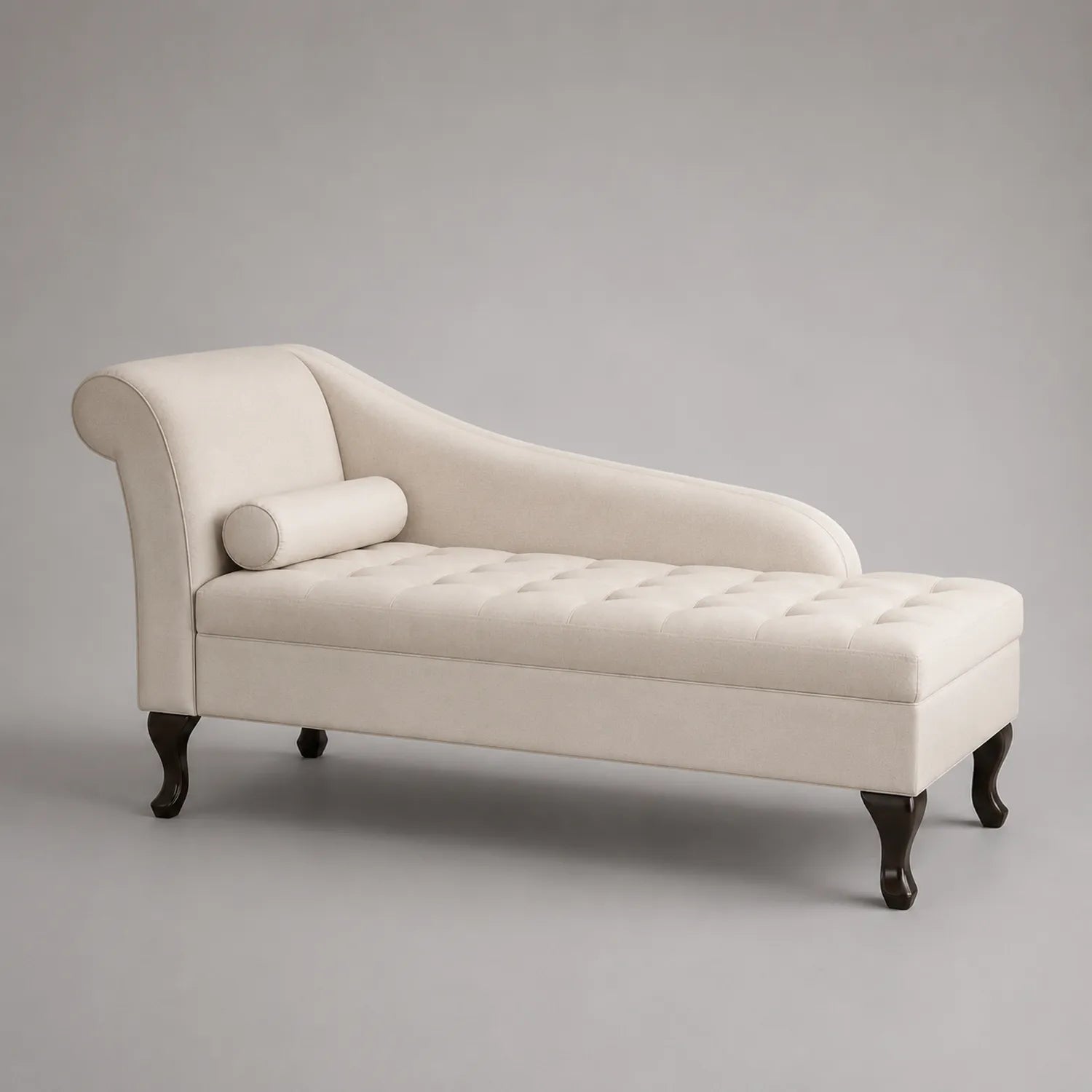 Beige Chaiselongue mit Massivholzbeinen