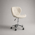 Bürostuhl Höhenverstellbar Beige Stoff Chrom Gestell
