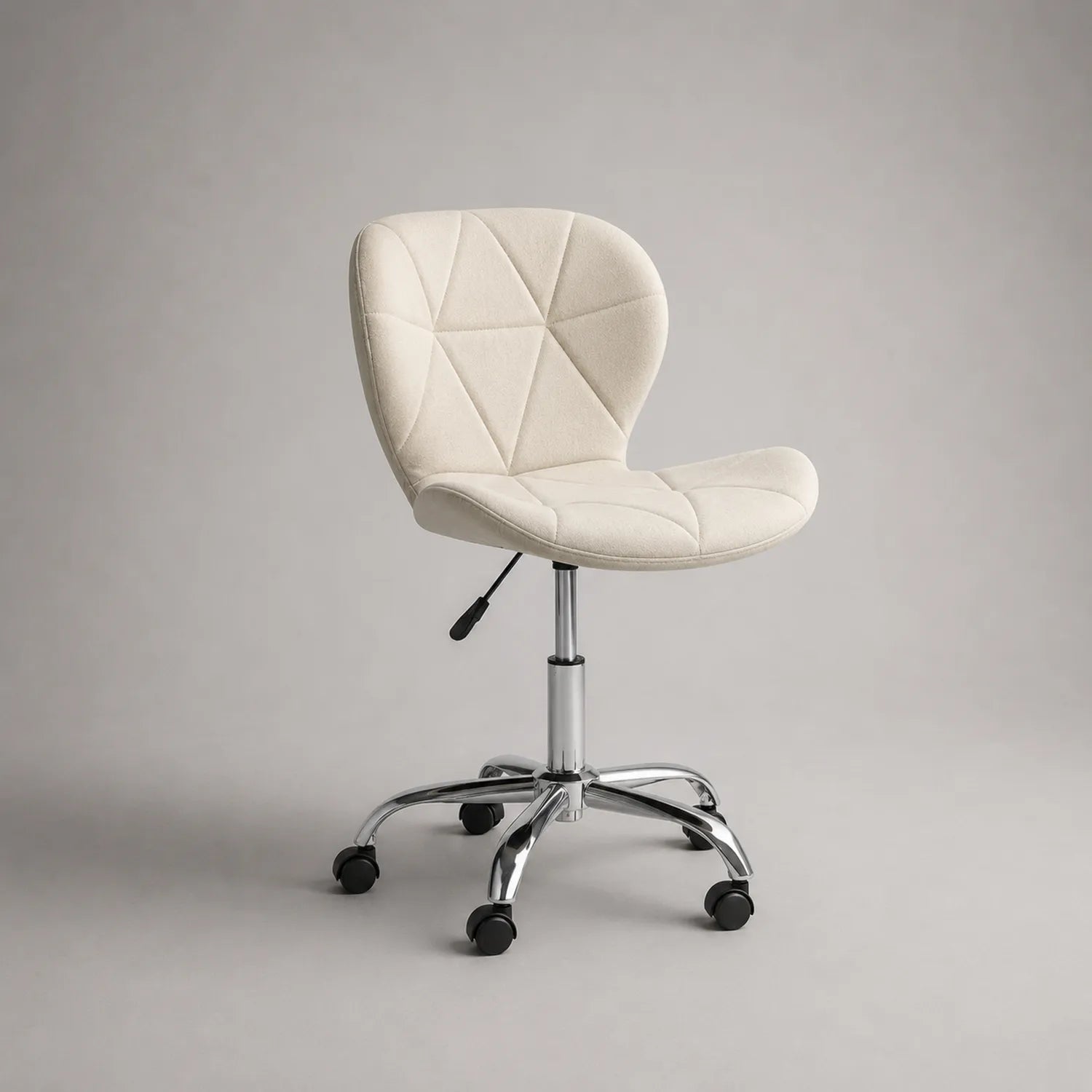 Bürostuhl Höhenverstellbar Beige Stoff Chrom Gestell