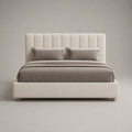 Polsterbett Stoff Polyester Beige mit Kopfteil 200x180 cm