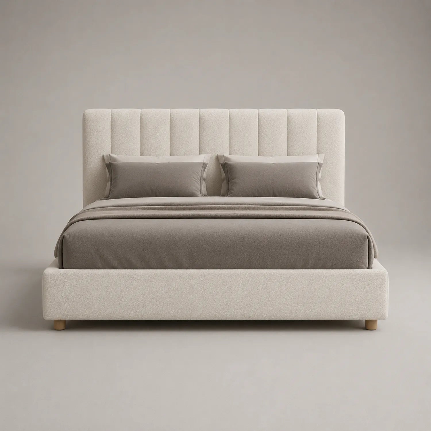 Polsterbett Stoff Polyester Beige mit Kopfteil 200x180 cm