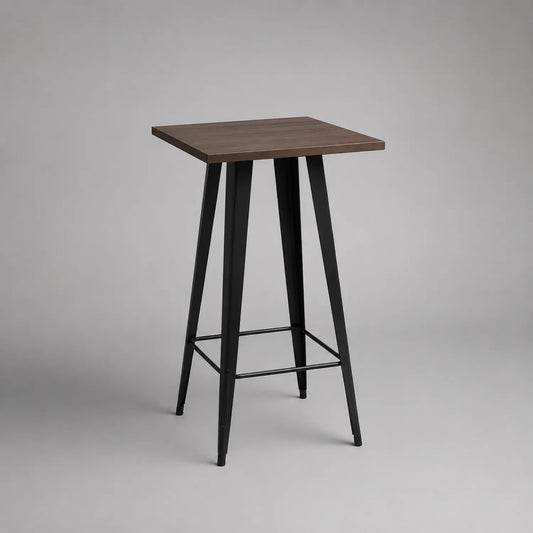 Hoher Bartisch aus Holz und Metall, 105 cm