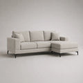 Ecksofa mit Ottomane Rechts Leinenmischgewebe Stahlfüße 255x160x85cm