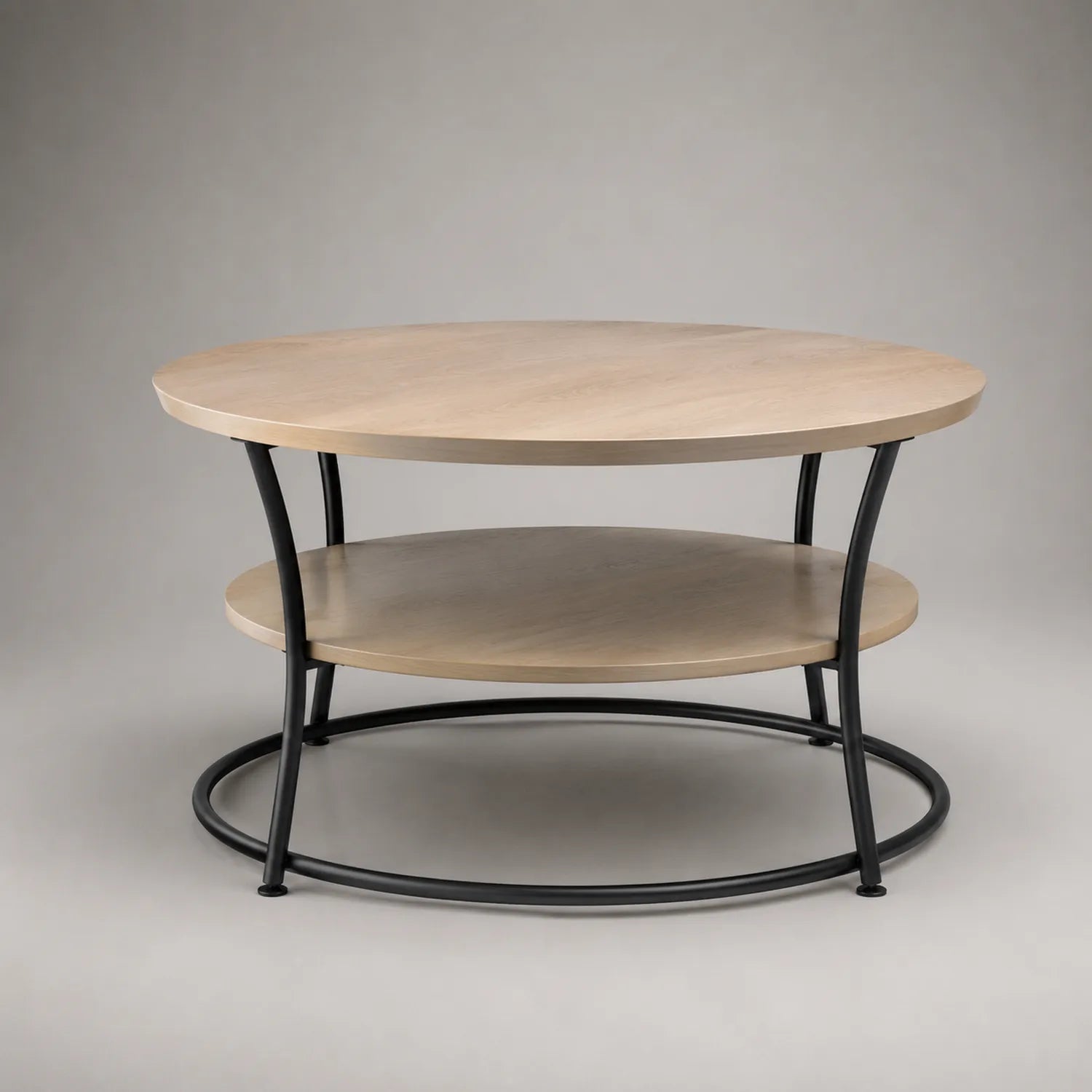 Holz-Metall Couchtisch, Durchmesser 80 cm