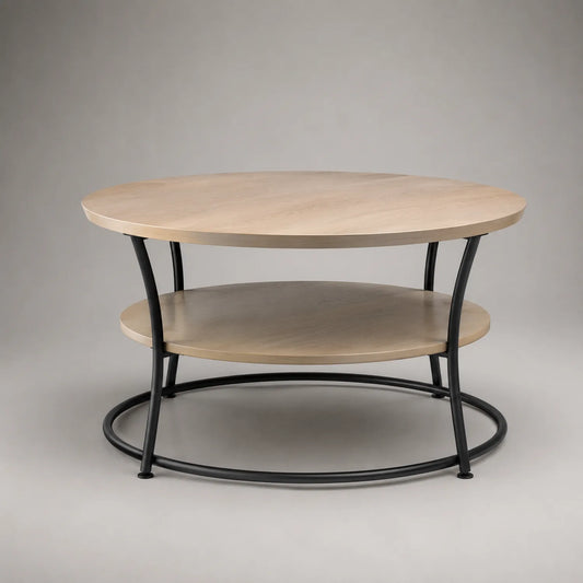 Holz-Metall Couchtisch, Durchmesser 80 cm