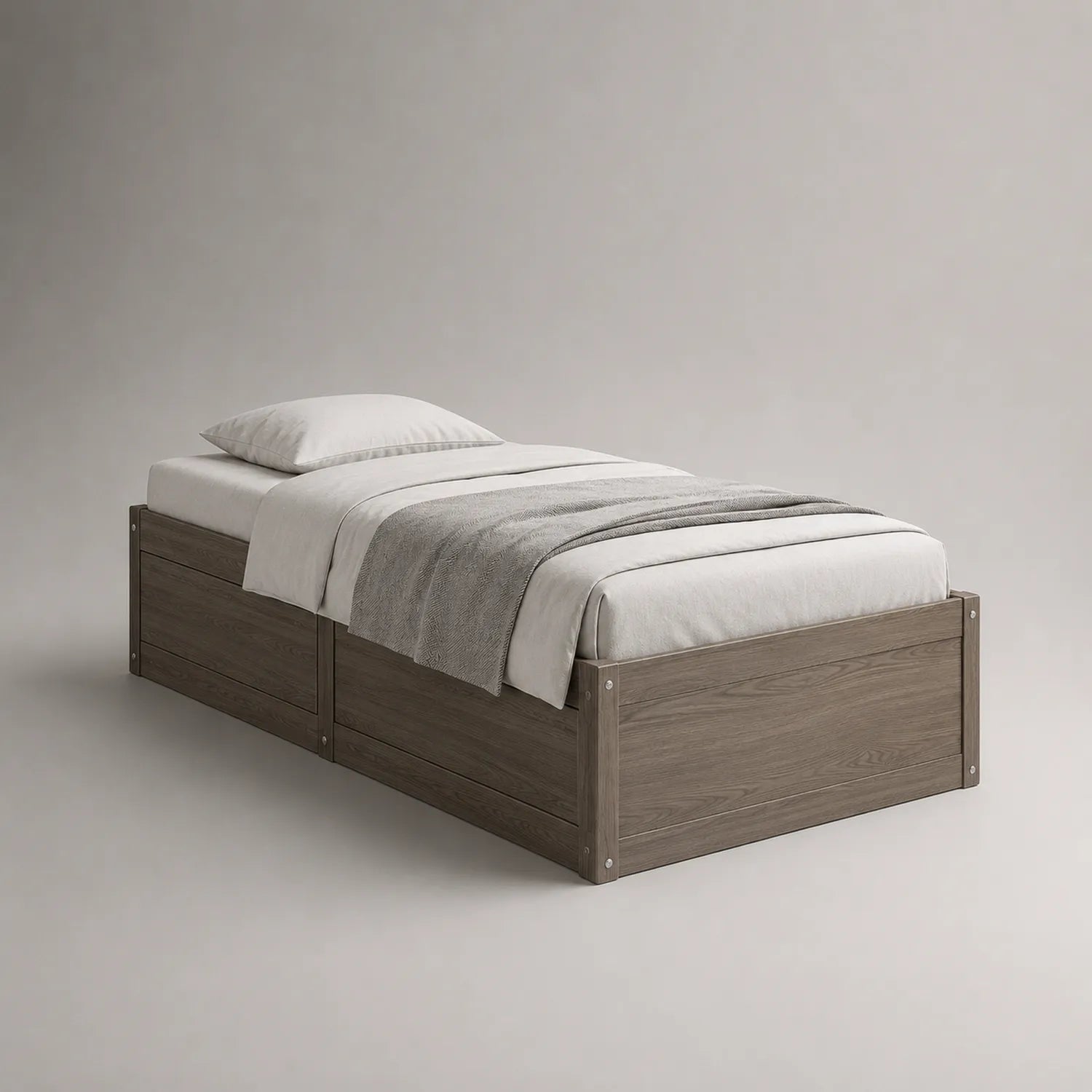 Einzelbett Holz 200x90cm Grau