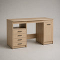 Holzschreibtisch mit Schubladen und Schrank 140cm Natur