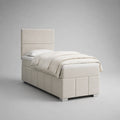 Einzelbett mit Stoffkopfteil aus Baumwolle-Polyester Beige 200x90 cm