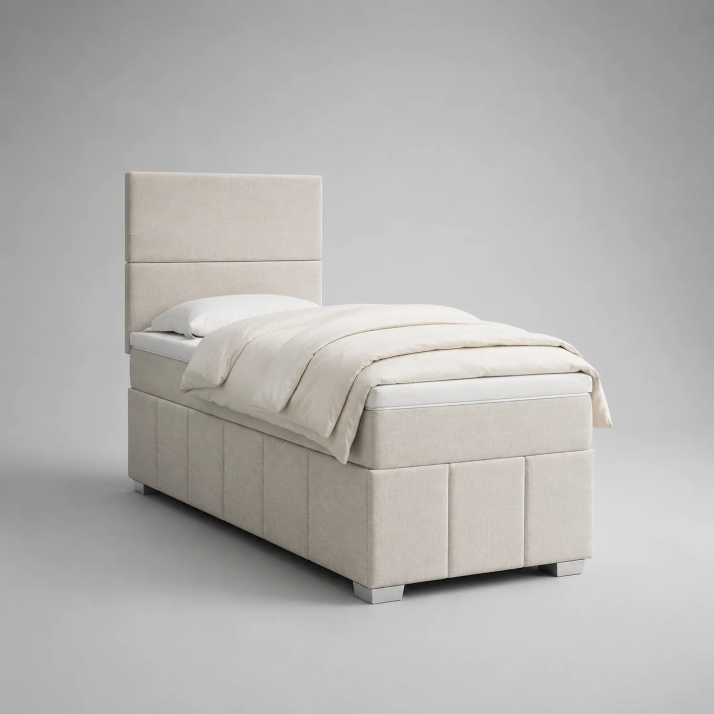 Einzelbett mit Stoffkopfteil aus Baumwolle-Polyester Beige 200x90 cm