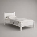Einzelbett Holz Weiß 200x90 cm mit Matratze und Kissen