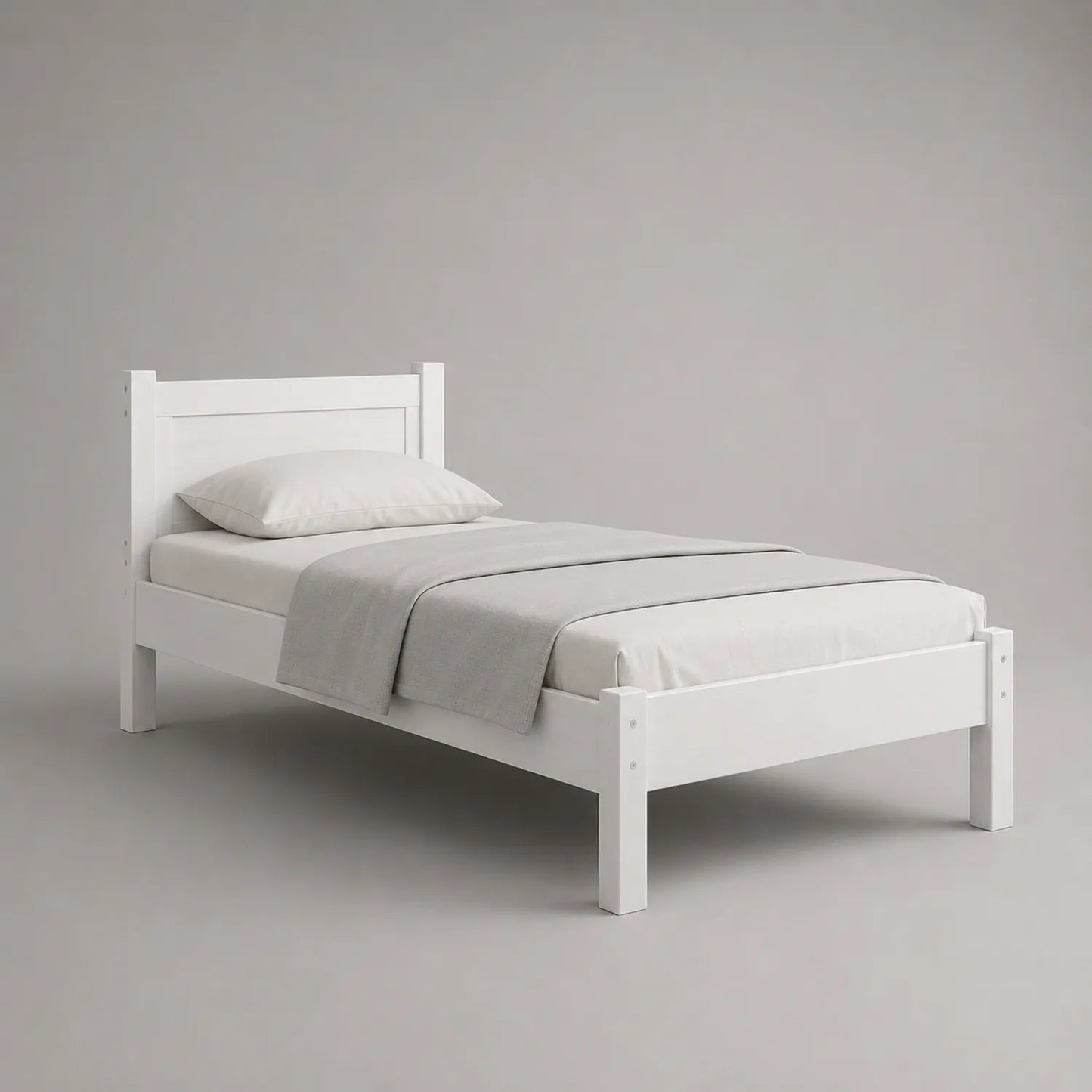 Einzelbett Holz Weiß 200x90 cm mit Matratze und Kissen