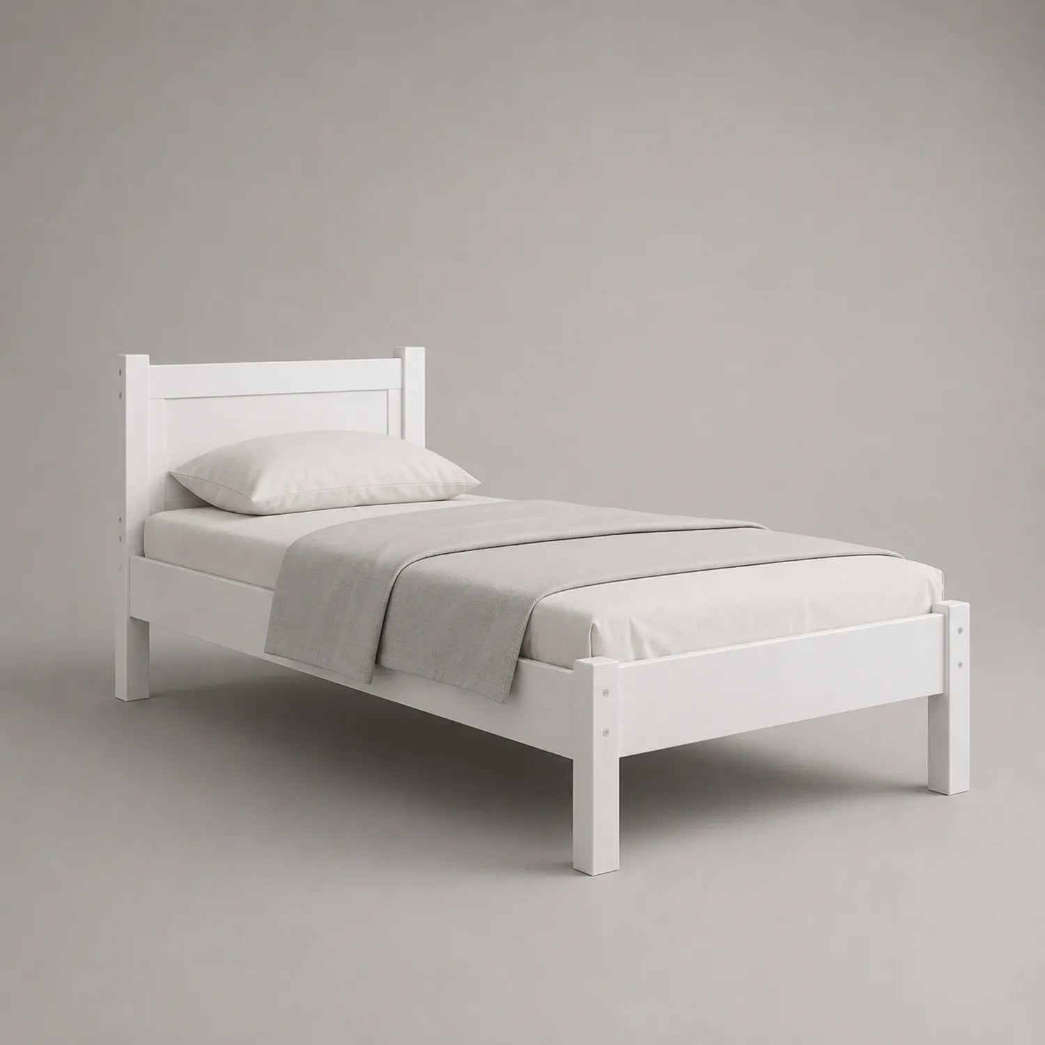 Einzelbett Holz Weiß 200x90 cm mit Matratze und Kissen