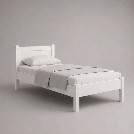 Einzelbett Holz Weiß 200x90 cm mit Matratze und Kissen