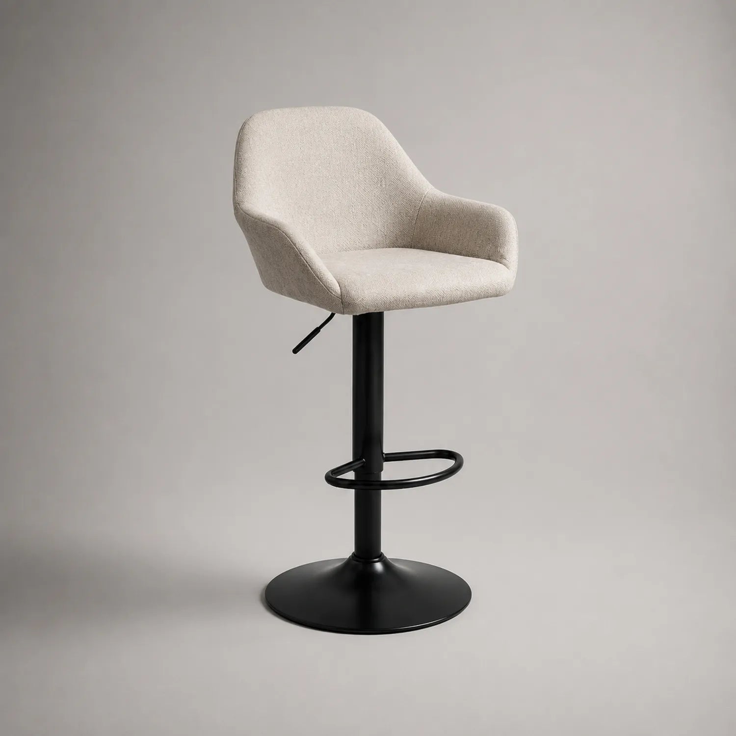 Höhenverstellbarer Barhocker mit Stoffbezug Beige und Metallfuß