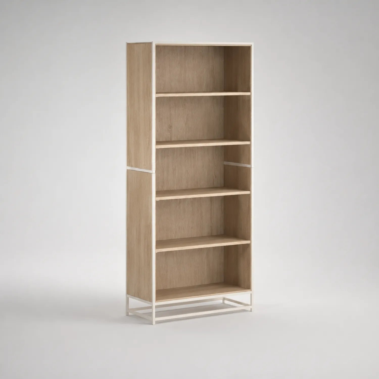 Bücherregal aus Eichenholzfurnier mit Metallrahmen, 5 Ebenen, 180 cm hoch