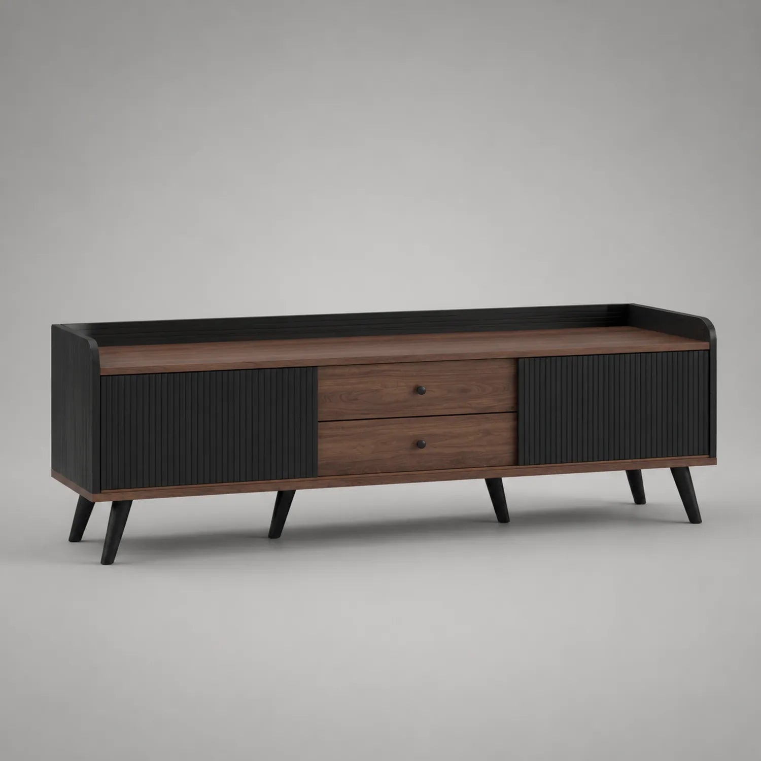 Holz TV-Schrank Schwarz Walnuss 180x40x50 cm