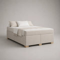Boxspringbett 160x200 cm Beige Stoff Eichenholzfüße
