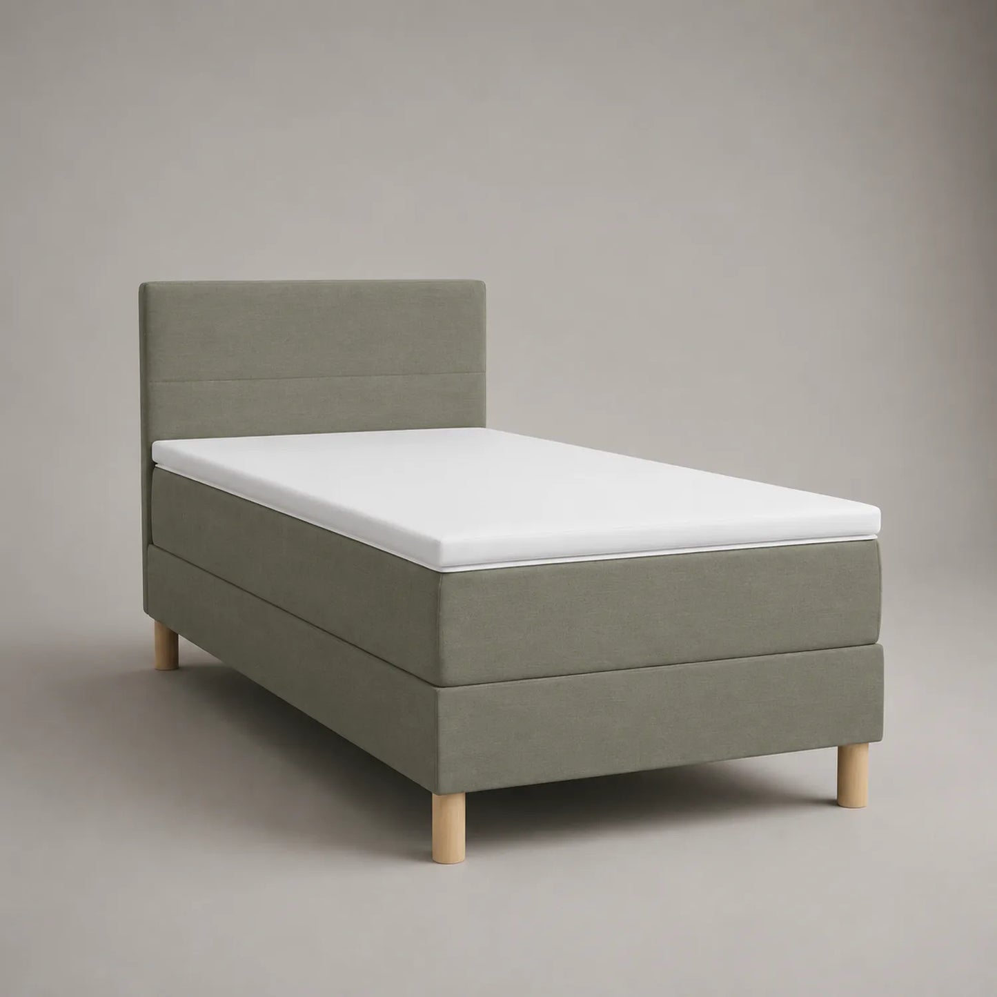 Einzelbett mit Kopfteil Massivholz Polyester Oliv 200x90 cm