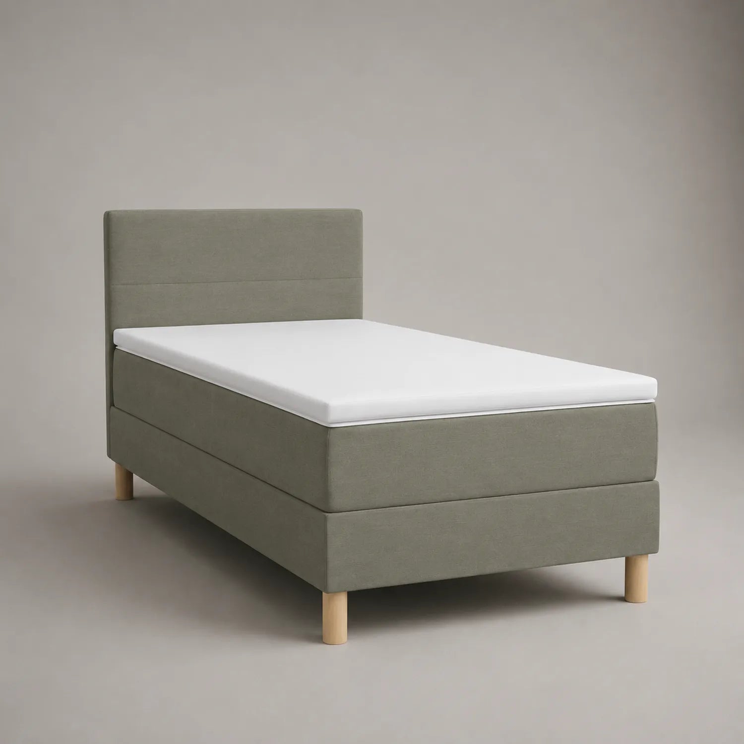 Einzelbett mit Kopfteil Massivholz Polyester Oliv 200x90 cm