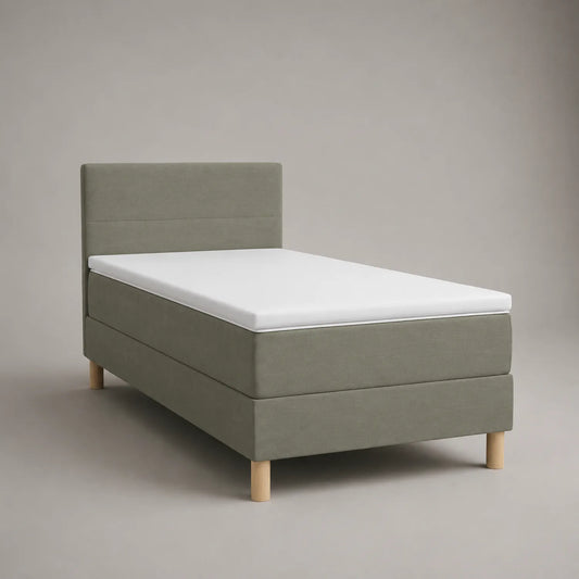 Einzelbett mit Kopfteil Massivholz Polyester Oliv 200x90 cm