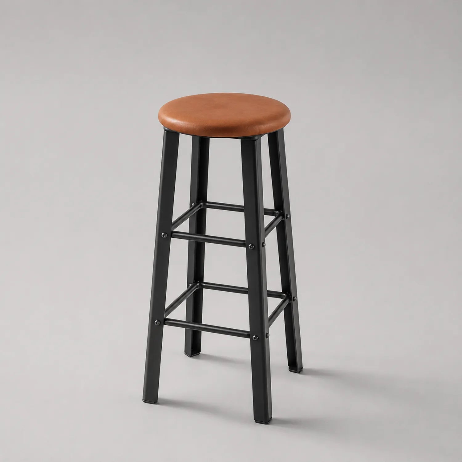 Barhocker Stahlrahmen PU-Leder Braun Schwarz