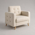 Stoffsessel Beige mit Eichenholzbeinen