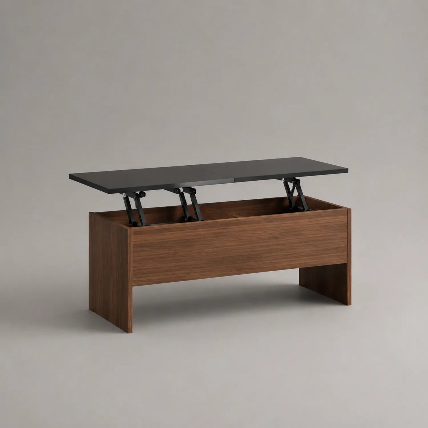 Holz Couchtisch mit Hebeplatte Schwarz/Braun 100x50x40 cm