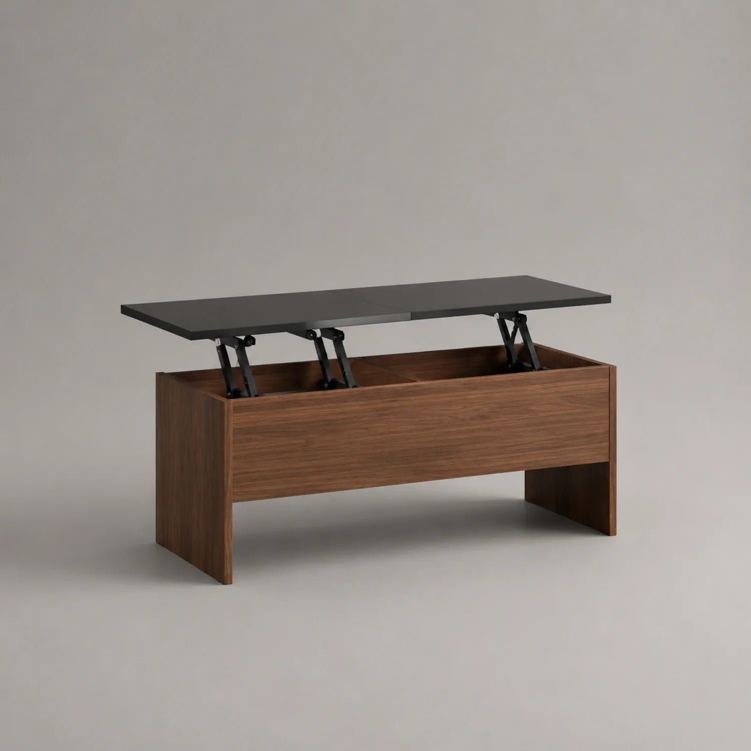 Holz Couchtisch mit Hebeplatte Schwarz/Braun 100x50x40 cm