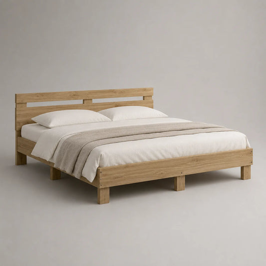 Holzbett 200x180 cm Eichenholz Natur