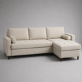 Beiges Ecksofa mit Ottomane aus Leinenmischgewebe
