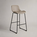 Barhocker Kunstleder mit Stahlgestell Beige 110 cm