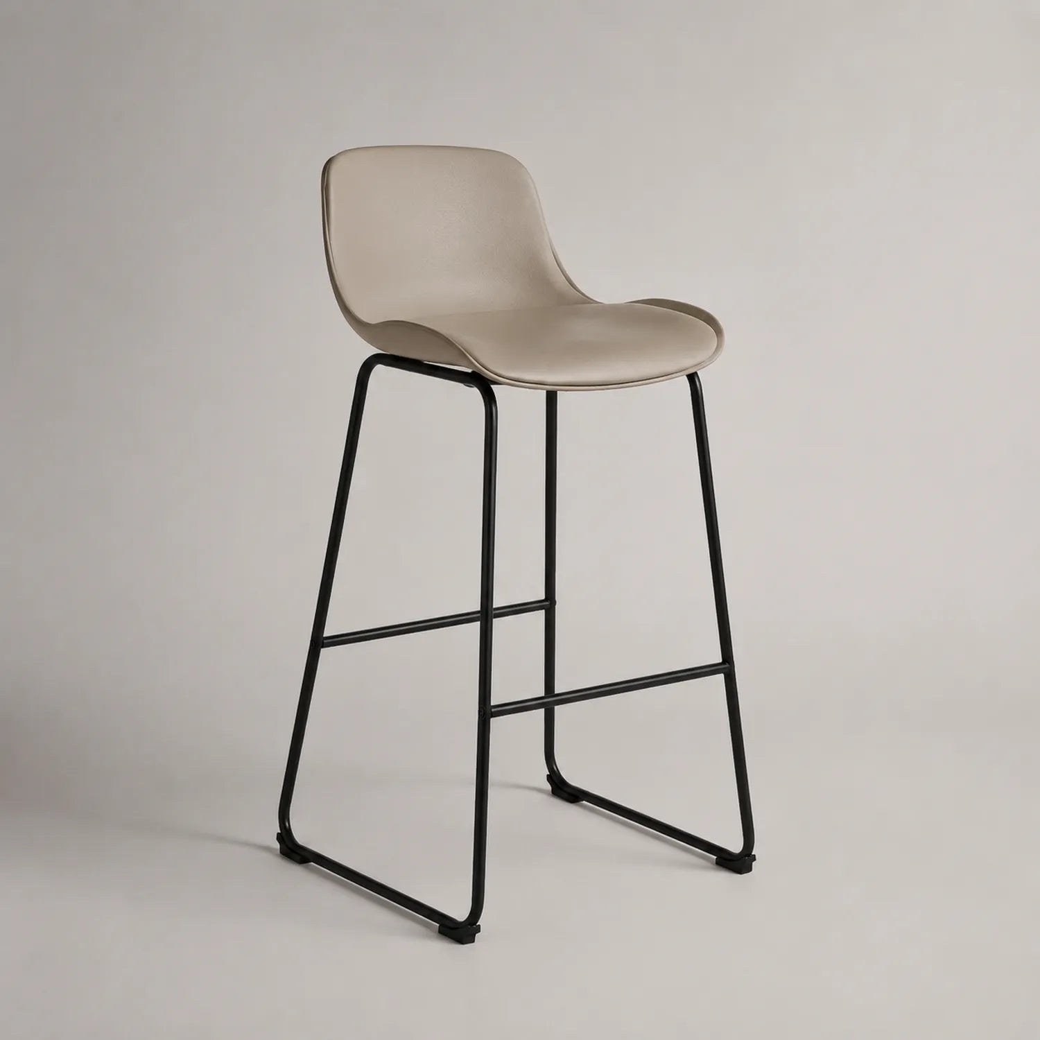Barhocker Kunstleder mit Stahlgestell Beige 110 cm