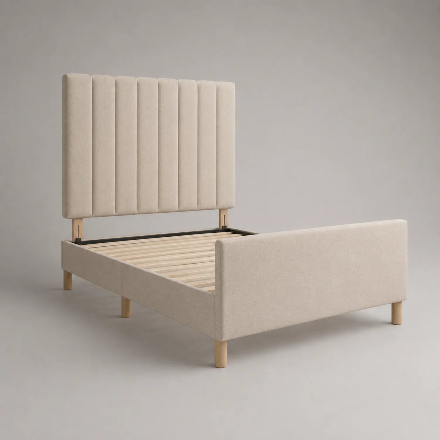 Polsterbett Holz Beige Stoff 200x160 cm