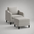 Polstersessel mit Hocker Set Stoff Hellgrau