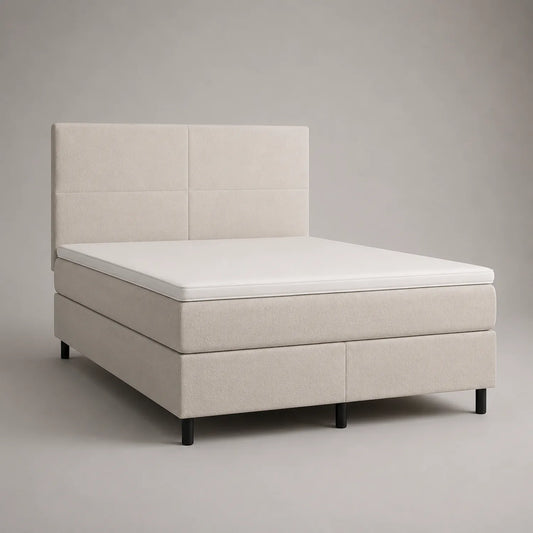 Boxspringbett 180x200cm Beige Mikrofaser mit Kopfteil