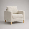 Einzelsessel aus Massivholz mit Polyesterbezug in Beige