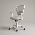 Ergonomischer Bürostuhl mit Netzrückenlehne und verstellbaren Armlehnen, Weiß
