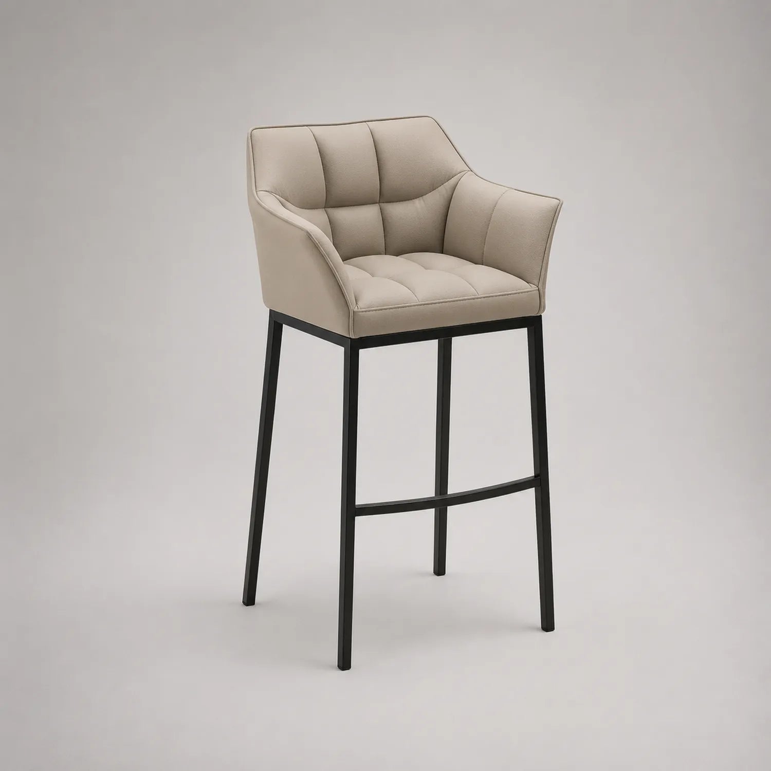 Barhocker mit Stoffbezug Beige und Metallbeine 110 cm