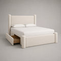 Stoff Doppelbett mit Stauraum Beige 200x160 cm