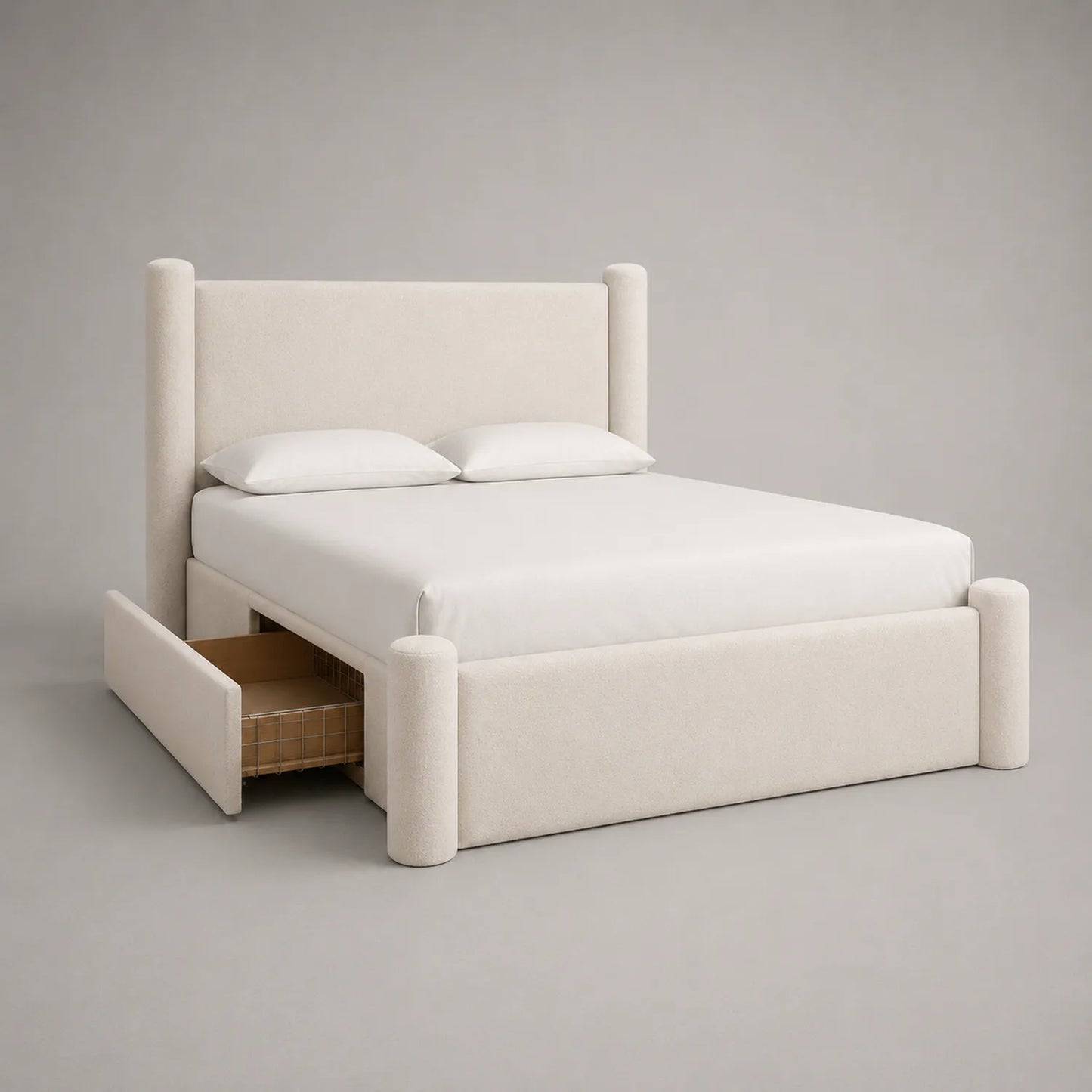 Stoff Doppelbett mit Stauraum Beige 200x160 cm