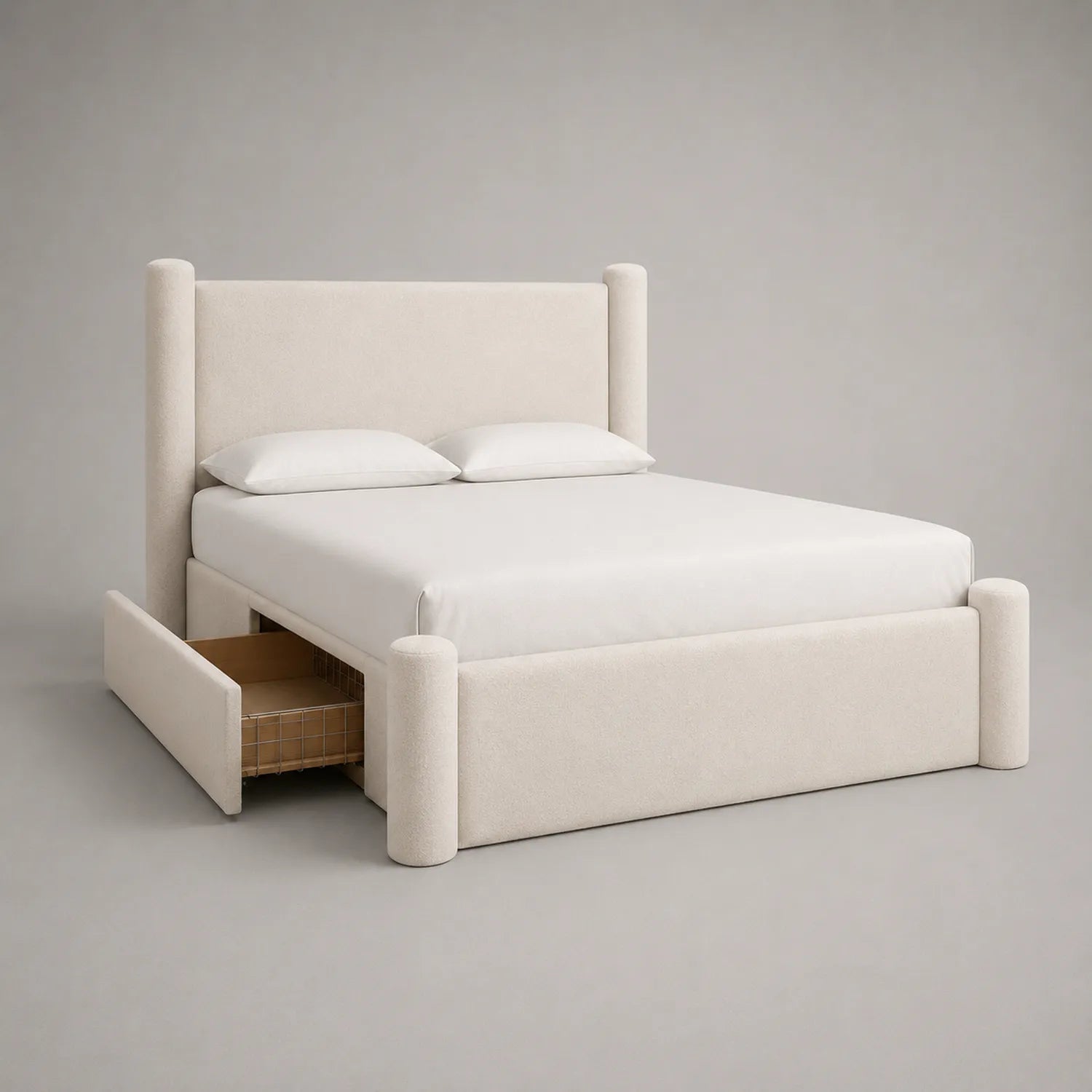 Stoff Doppelbett mit Stauraum Beige 200x160 cm