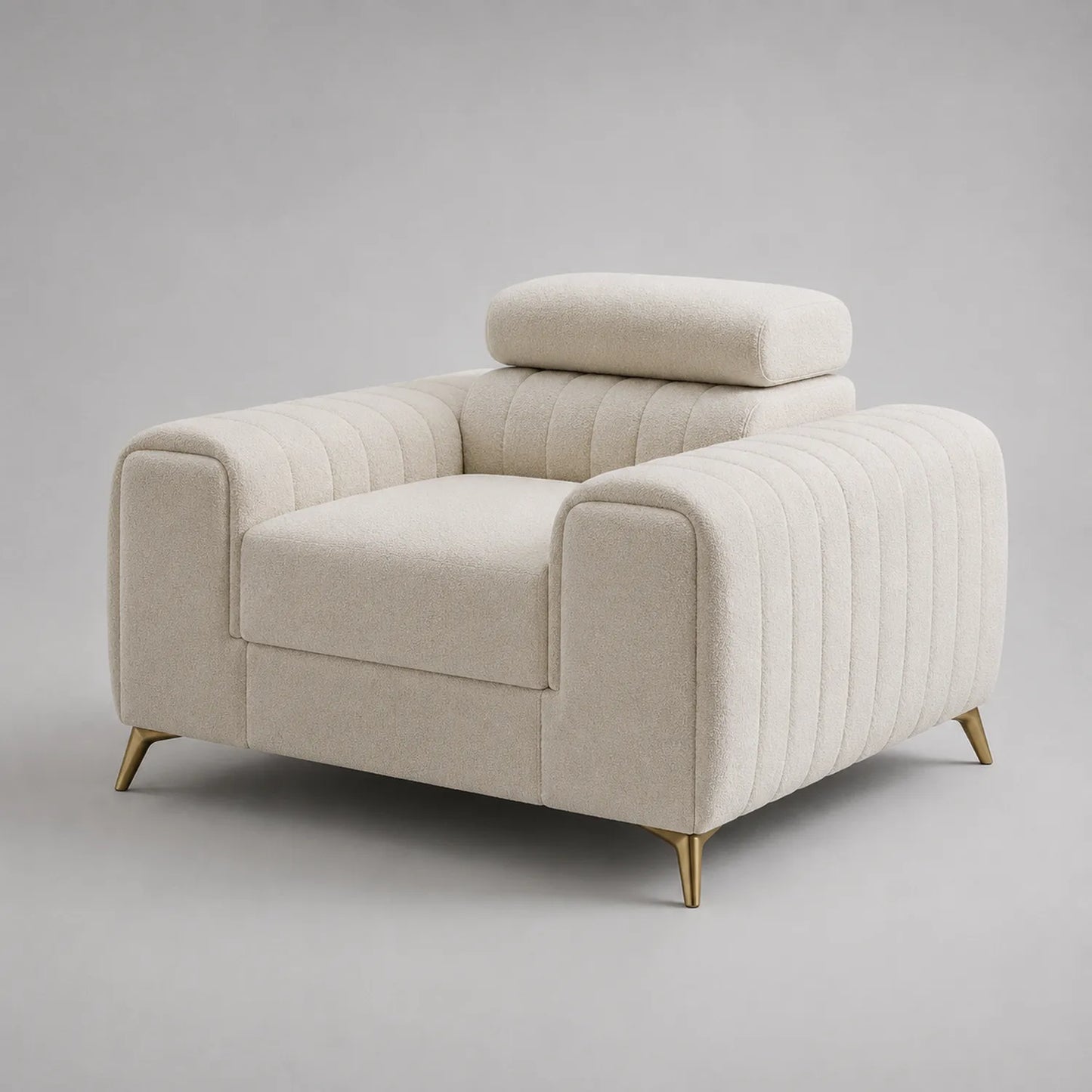 Polstersessel aus Stoff mit Metallfüßen 100x90x75 cm Beige