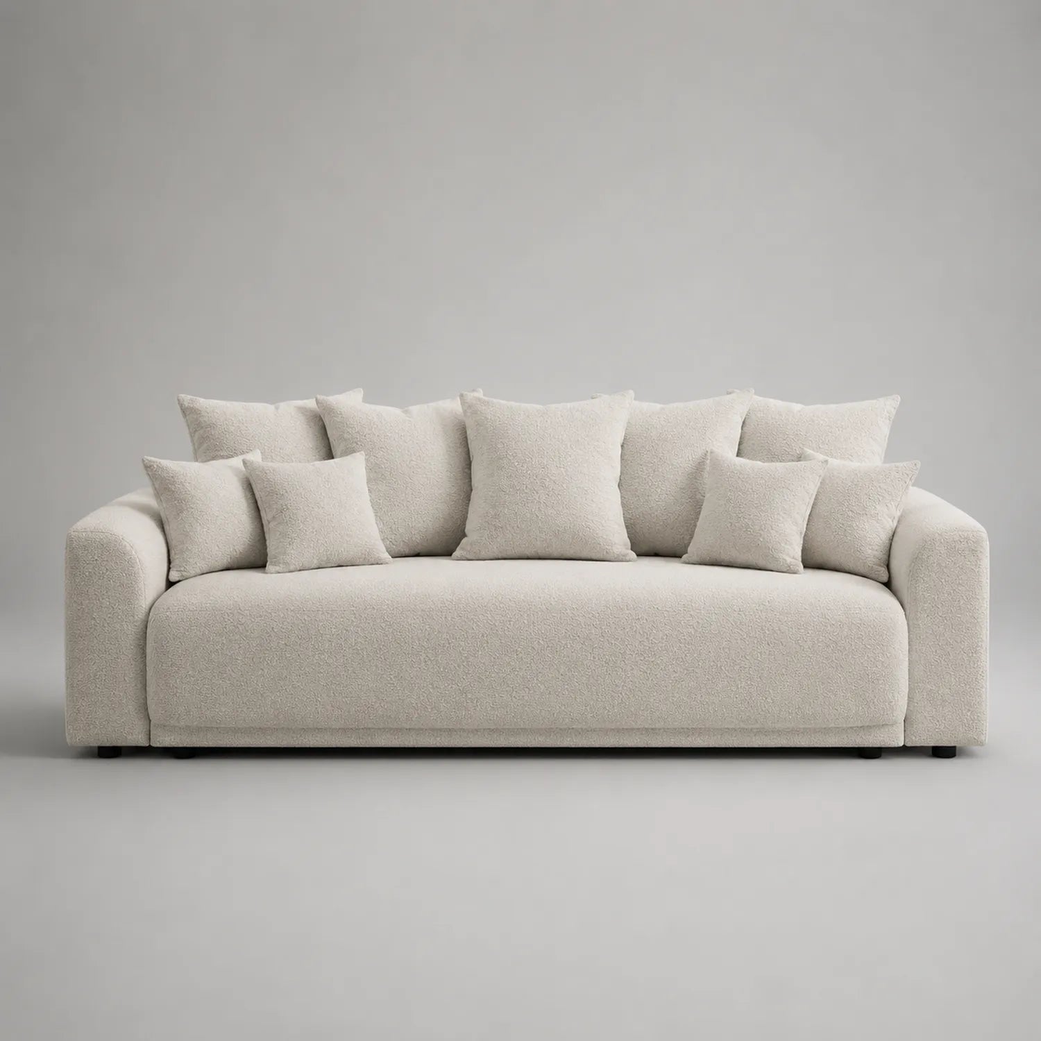 Beiges Sofa 3-Sitzer Bouclé Stoff 250cm