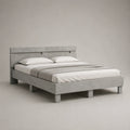 Bettrahmen Doppelbett 200x160 cm rechteckig grau Holz