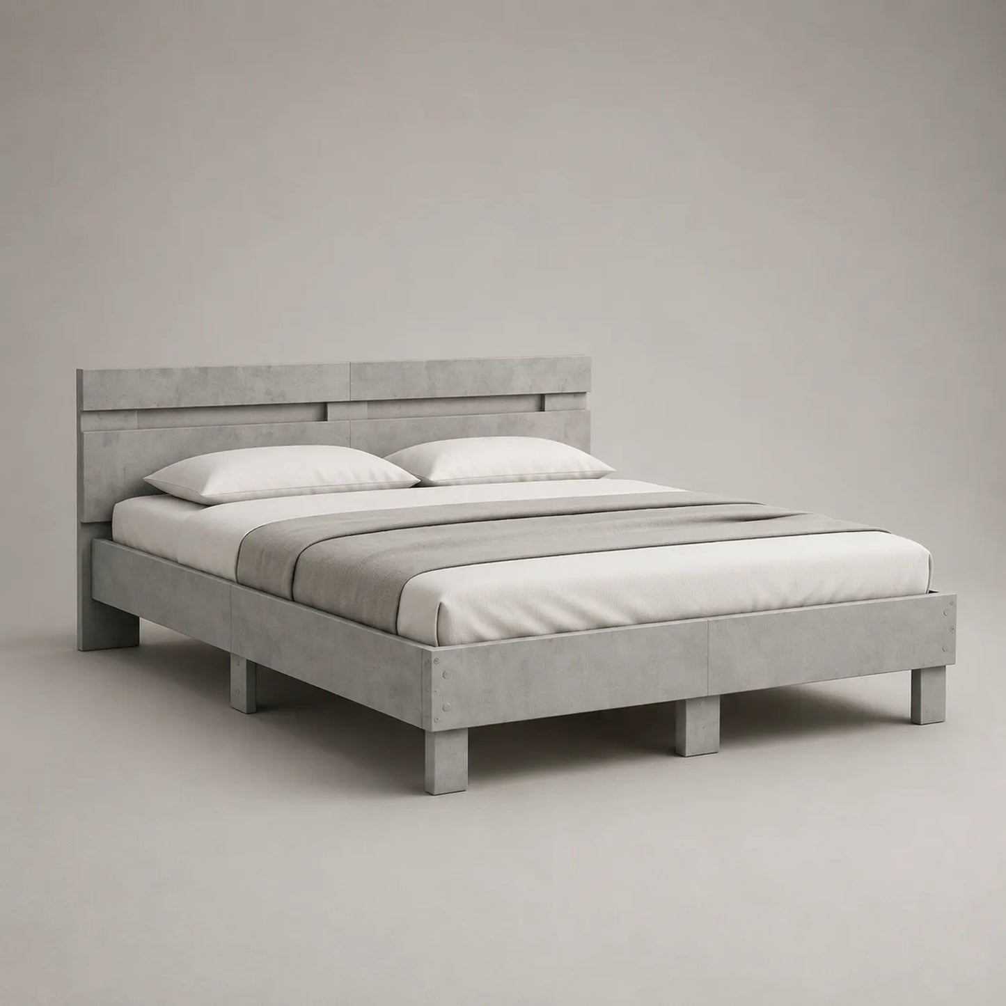 Bettrahmen Doppelbett 200x160 cm rechteckig grau Holz