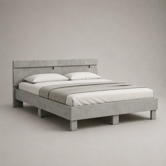Bettrahmen Doppelbett 200x160 cm rechteckig grau Holz