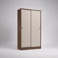 Kleiderschrank mit Schiebetüren 200x60x210 cm Holzfurnier/Stahl Nussbaum/Creme